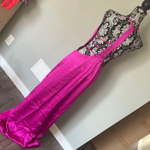 Aidan Mattox Womens Metallic V-Neck Formal Dress - Picture 2 of 4